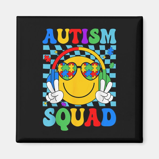 Autism Awareness Autism Square Support Smile Ansik Magnet (Framsidan)