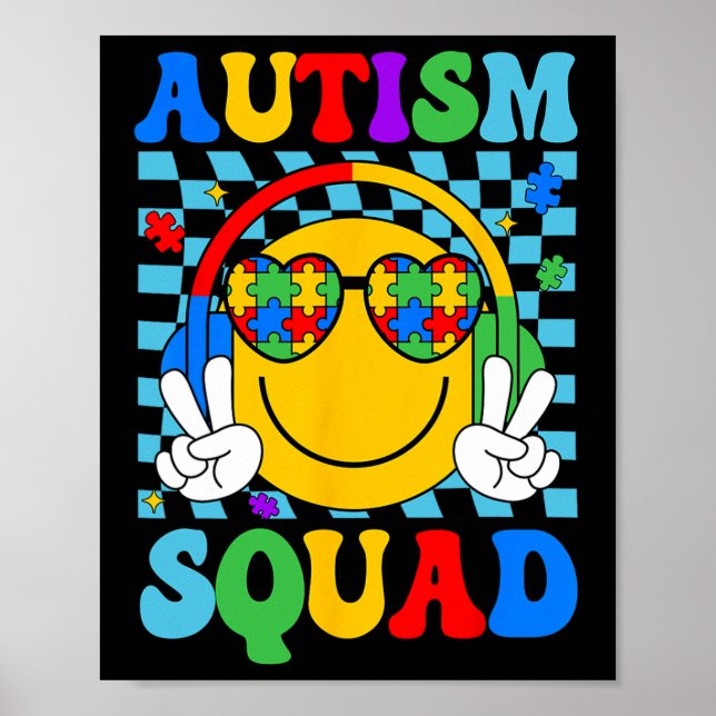Autism Awareness Autism Square Support Smile Ansik Poster (Framsidan)