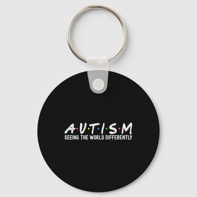 Autism Awareness Autism Square Support Women Kids  Nyckelring (Framsida)