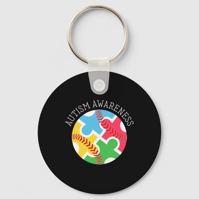Autism Awareness Autism Support Baseball Nyckelring (Framsida)