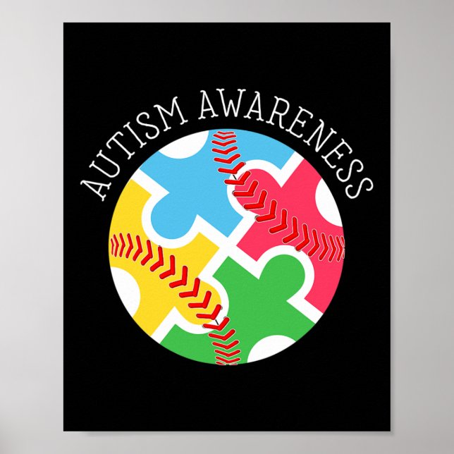 Autism Awareness Autism Support Baseball Poster (Framsidan)