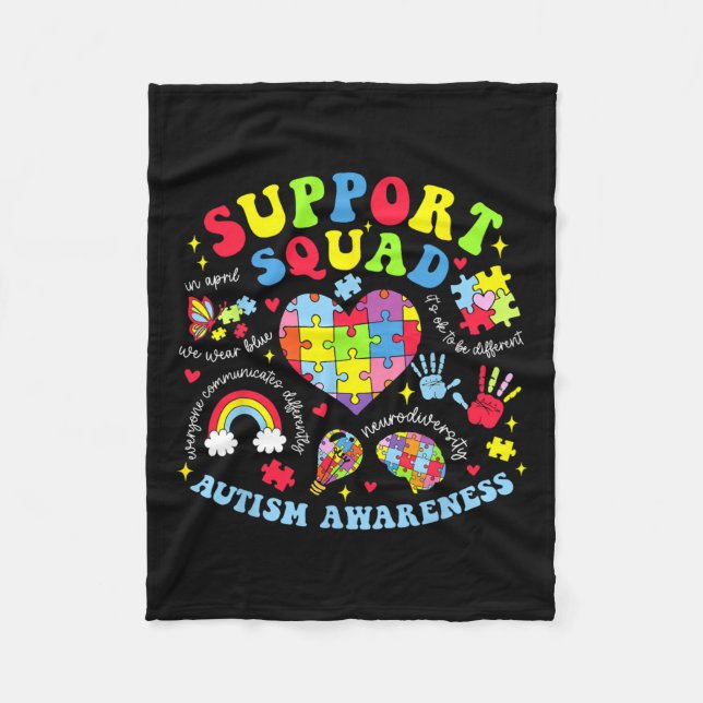 Autism Awareness Autism Support Square Family Hear Fleecefilt (Framsidan)