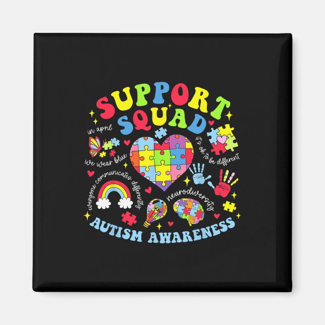Autism Awareness Autism Support Square Family Hear Magnet (Framsidan)