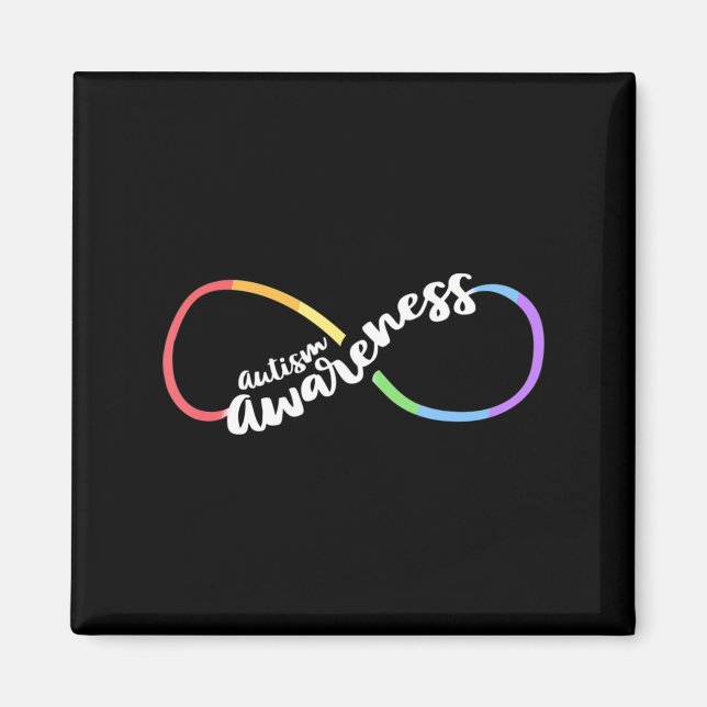 Autism Awareness Autistic Acceptance Rainbow Infin Magnet (Framsidan)