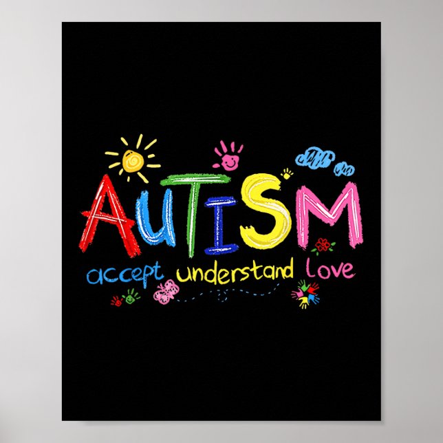 Autism Awareness Autistic Accstand Kärlek W Poster (Framsidan)