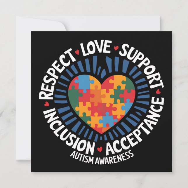 Autism Awareness Autistic Respect Kärlek Support Inbjudningar (Framsida)