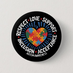 Autism Awareness Autistic Respect Kärlek Support Knapp