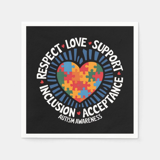 Autism Awareness Autistic Respect Kärlek Support Pappersservett (Framsidan)