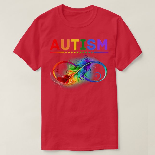 Autism Awareness Autistic Support Feather Ribbon M T Shirt (Design framsida)