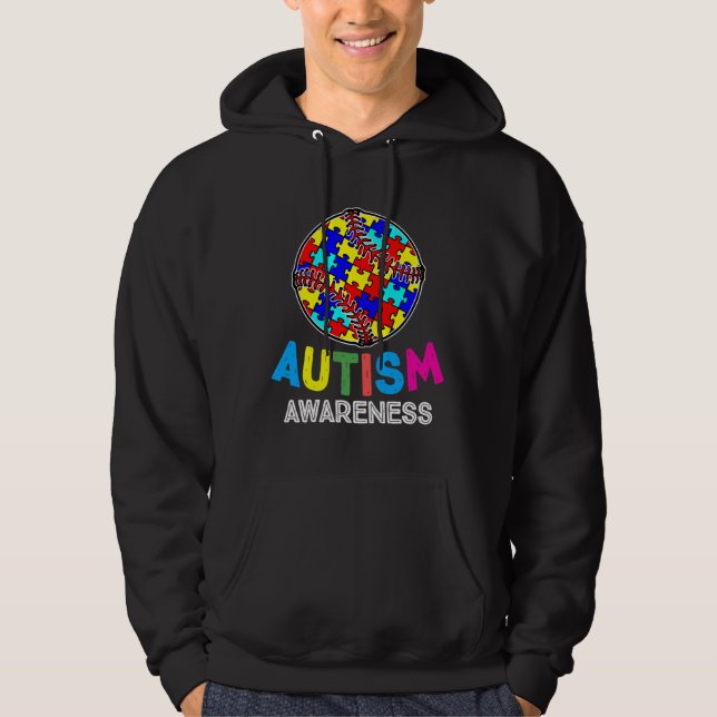Autism Awareness Baseball Hoodie (Framsida)