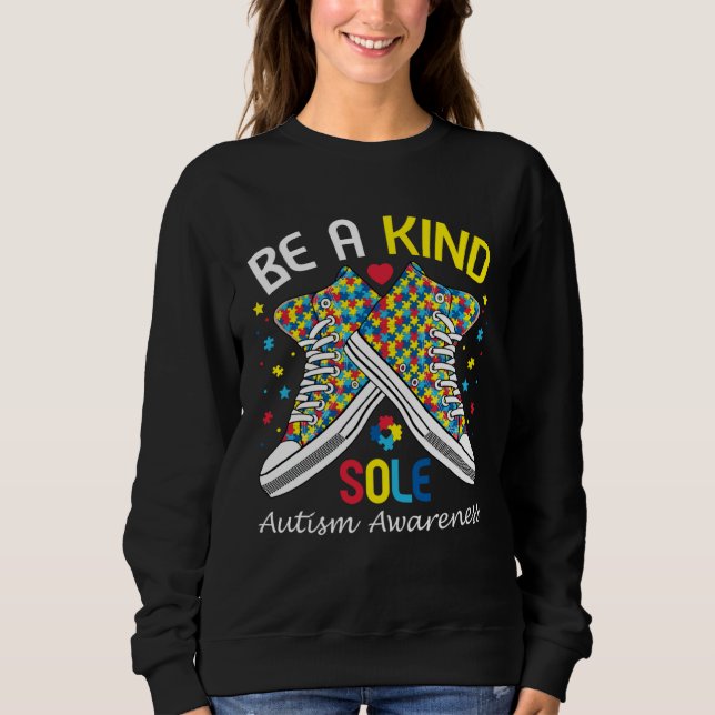 Autism Awareness  Be A Kind Sole Puzzle Shoe T Shirt (Framsida)