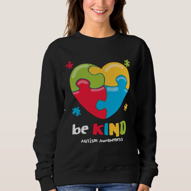 Autism Awareness   Be Kind Puzzle Heart Kindness   T Shirt (Framsida)