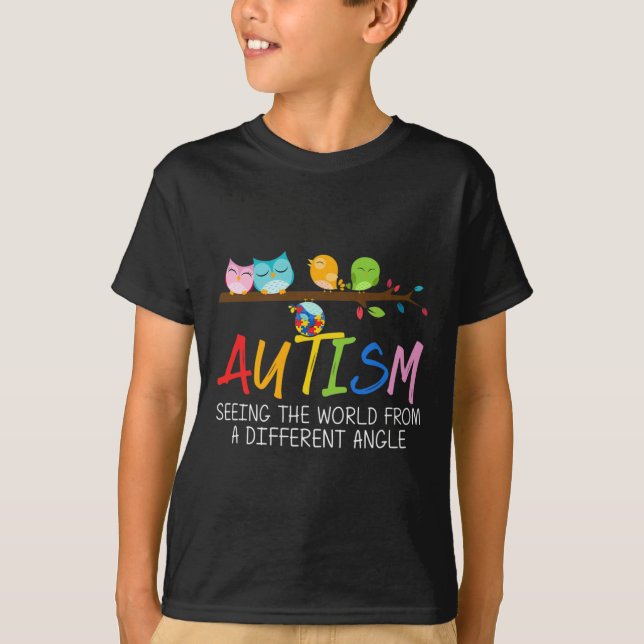 Autism Awareness Bird T Shirt (Framsida)