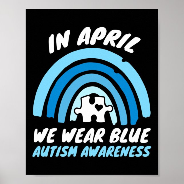 Autism Awareness Blue April Kärlek Autistic Suppor Poster (Framsidan)