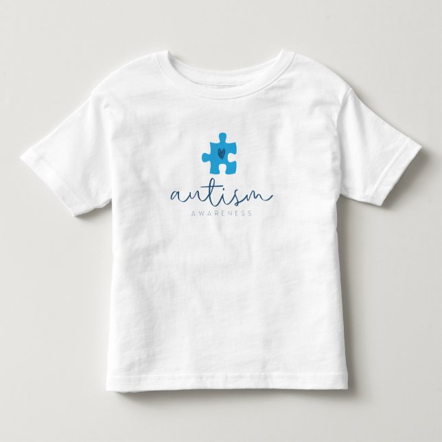 autism awareness blue puzzle piece heart  t shirt (Framsida)