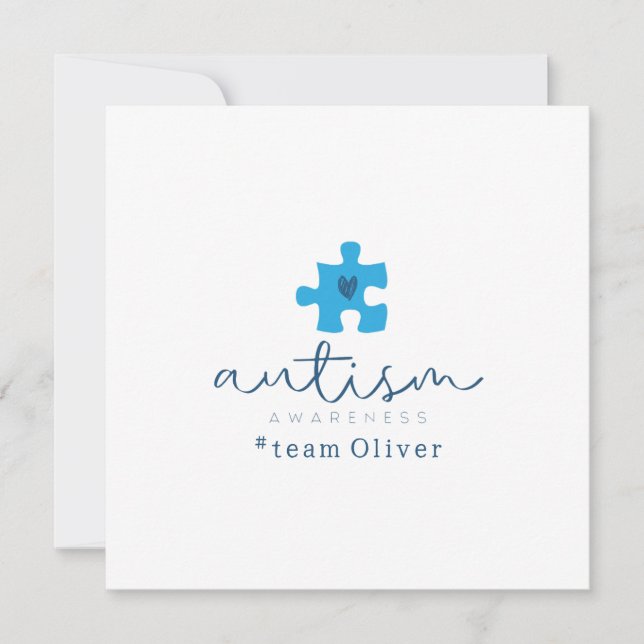 autism awareness blue puzzle piece #team name  inbjudningar (Framsida)