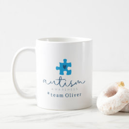 autism awareness blue puzzle piece #team name kaffemugg