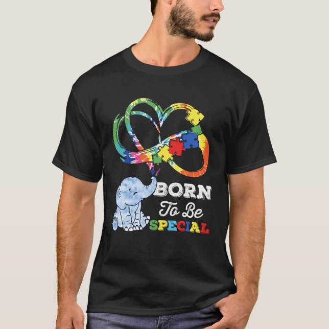 Autism Awareness Born Special Elephant Infinity Lo T Shirt (Framsida)