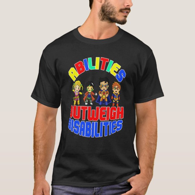 Autism Awareness Boy Abilities Outweigh Disabiliti T Shirt (Framsida)