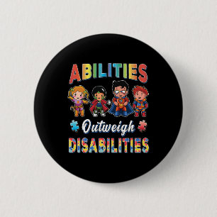 Autism Awareness Boy Abilities överväger funktions Knapp