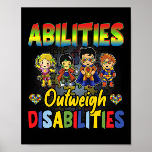 Autism Awareness Boy Abilities överväger funktions Poster