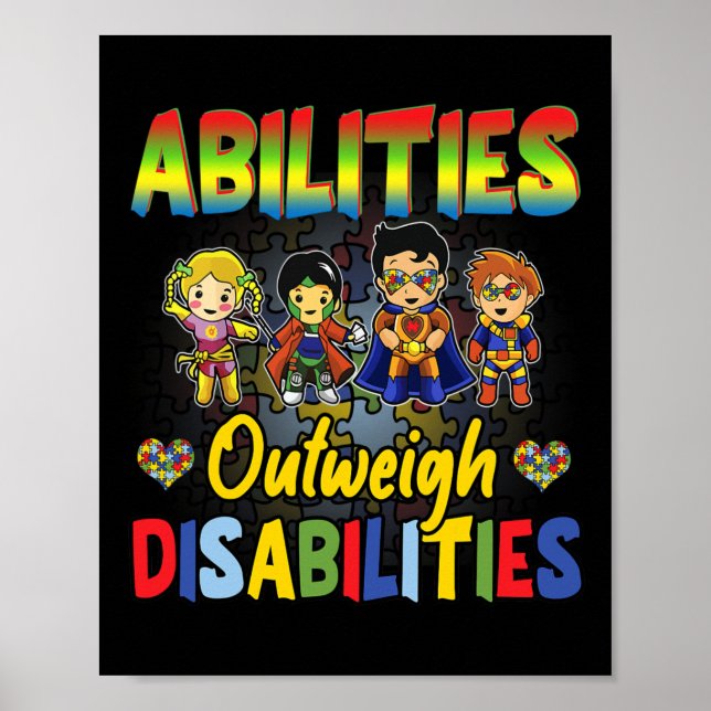 Autism Awareness Boy Abilities överväger funktions Poster (Framsidan)