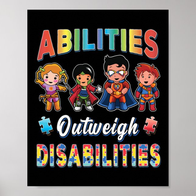 Autism Awareness Boy Abilities överväger funktions Poster (Framsidan)