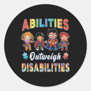 Autism Awareness Boy Abilities överväger funktions Runt Klistermärke