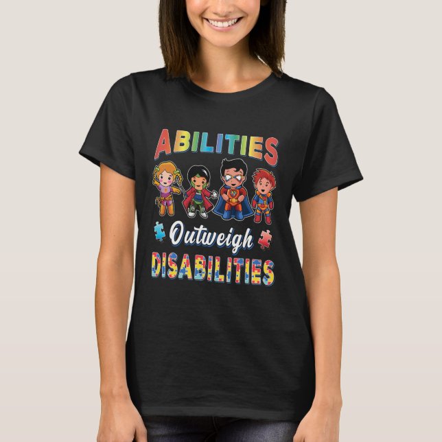 Autism Awareness Boy Abilities överväger funktions T Shirt (Framsida)
