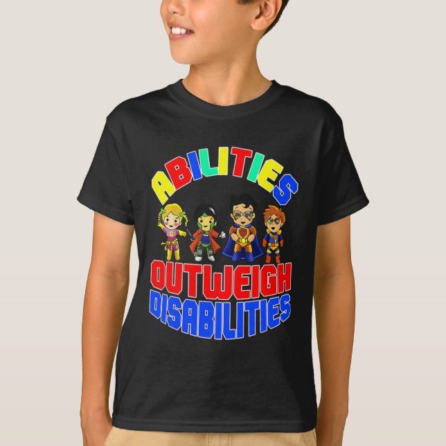 Autism Awareness Boy Abilities överväger funktions T Shirt (Framsida)