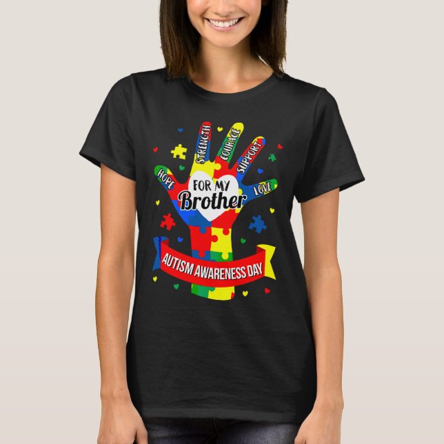 Autism Awareness Boy Kids Brother Puzzle T Shirt (Framsida)