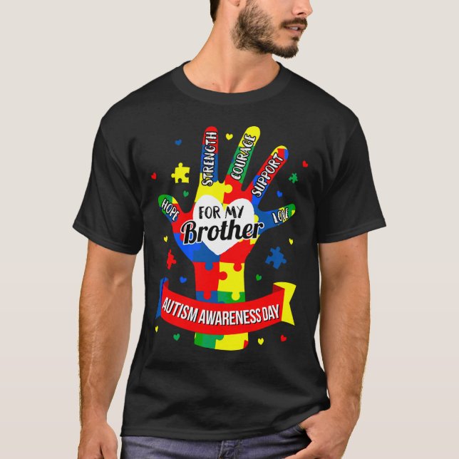 Autism Awareness Boy Kids Brother Puzzle T Shirt (Framsida)