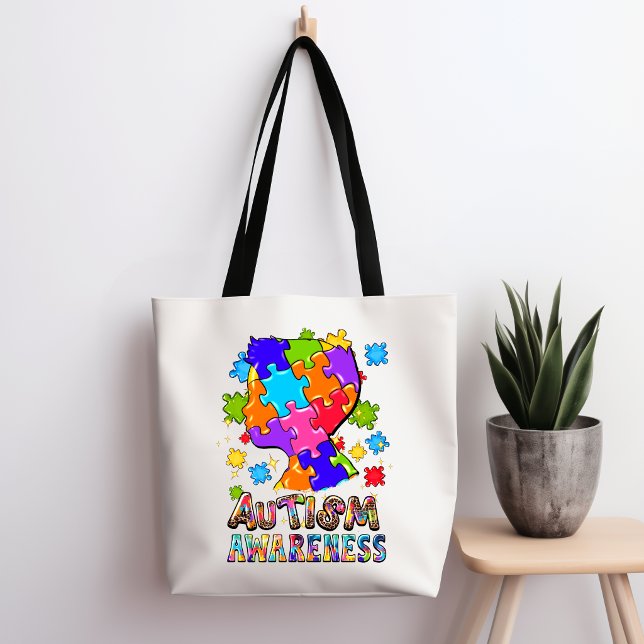 Autism Awareness Boy Puzzle Tote Bag Tygkasse (Skapare uppladdad)