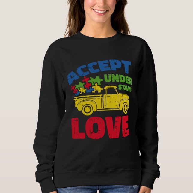 Autism Awareness Boys Girls Accept Understand Love T Shirt (Framsida)