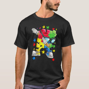Autism Awareness Boys Kids Dabbing Puzzle Biet Su T Shirt