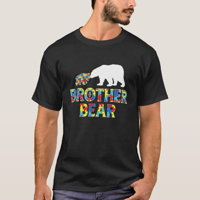 Autism Awareness Brother Bear Puzzle Support Autis T Shirt (Framsida)