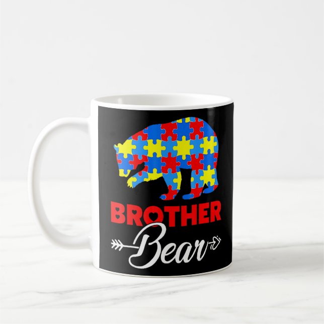 Autism Awareness Brother Bear Support Autistic Man Kaffemugg (Vänster)