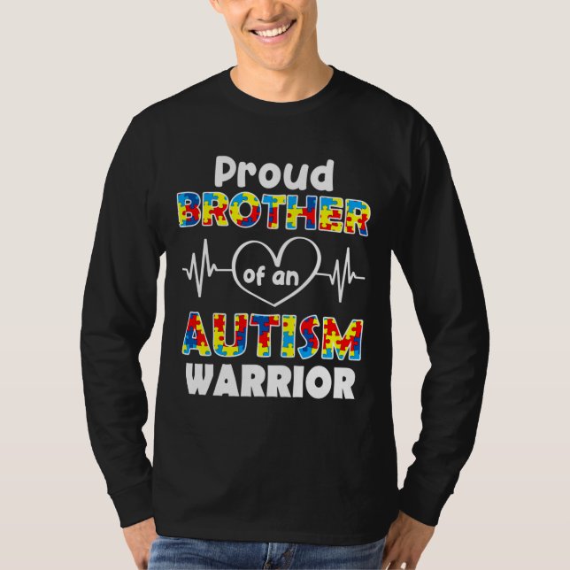 Autism Awareness Brother of a Autism Warrio T Shirt (Framsida)