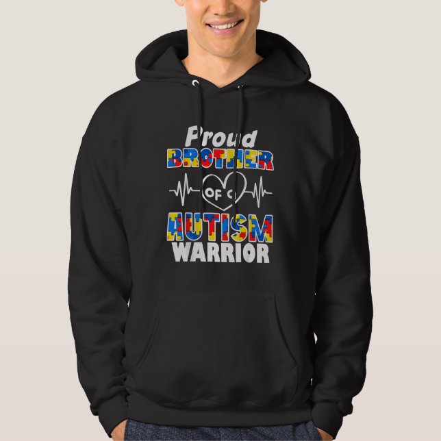 Autism Awareness Brother of a Autism Warrior Hoodie (Framsida)