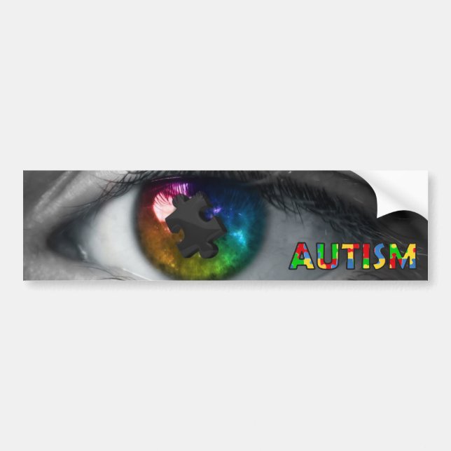 Autism Awareness Bumper Sticker Multifärgad Öga Bildekal (Framsidan)