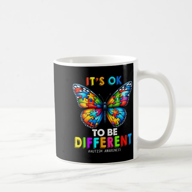 Autism Awareness Butterfly Animal Its Ok To Be Dif Kaffemugg (Höger)