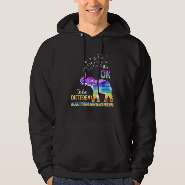 Autism Awareness Butterfly Elephant It s Ok To Be  Hoodie (Framsida)