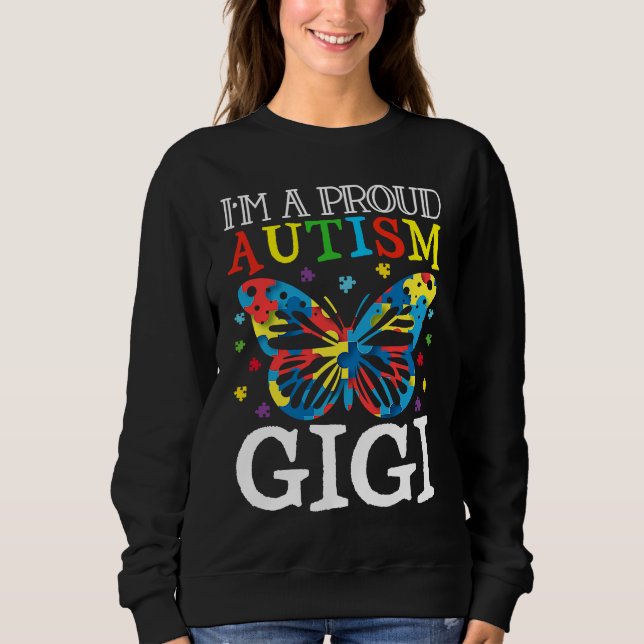 Autism Awareness Butterfly I'm a Proud Autism Gigi T Shirt (Framsida)