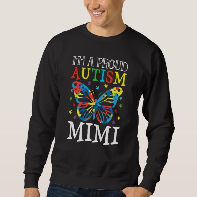 Autism Awareness Butterfly I'm a Proud Autism Mimi Lång Ärmad Tröja (Framsida)