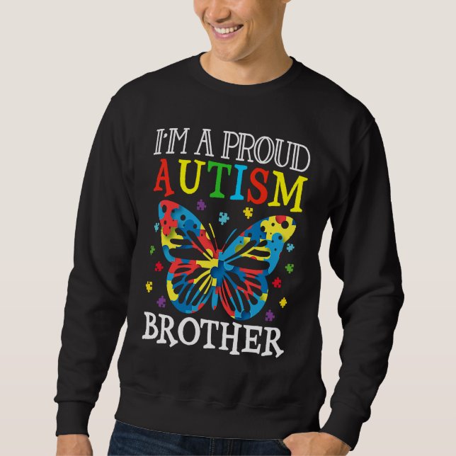 Autism Awareness Butterfly Jag är en stolt Autism  Lång Ärmad Tröja (Framsida)
