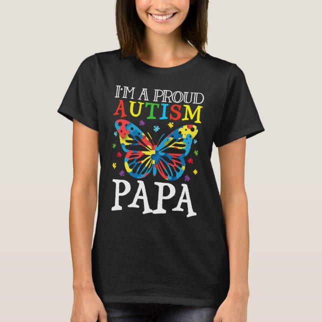 Autism Awareness Butterfly Jag är stolt Autism Pap T Shirt (Framsida)