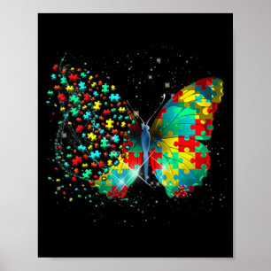 Autism Awareness Butterfly Peace Älskare Gift Mana Poster