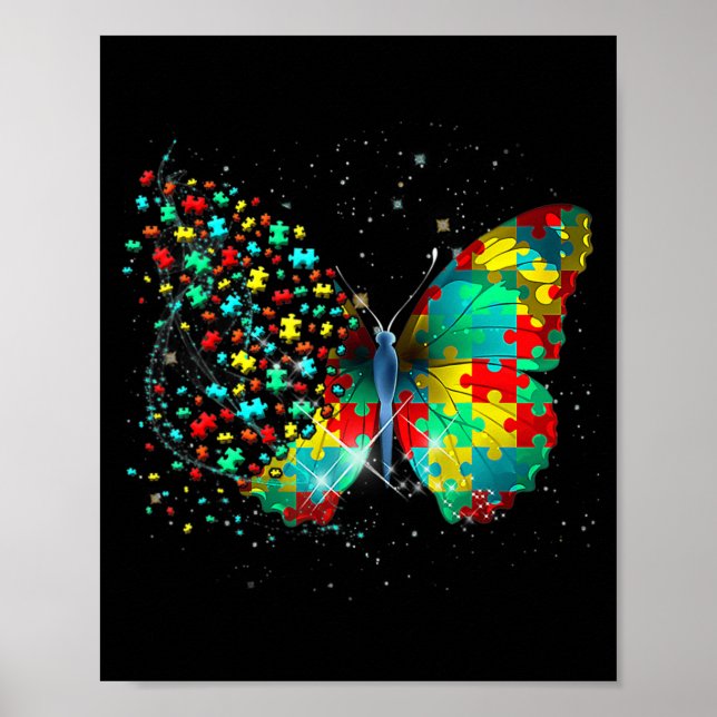 Autism Awareness Butterfly Peace Älskare Gift Mana Poster (Framsidan)