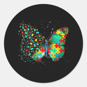 Autism Awareness Butterfly Peace Älskare Gift Mana Runt Klistermärke