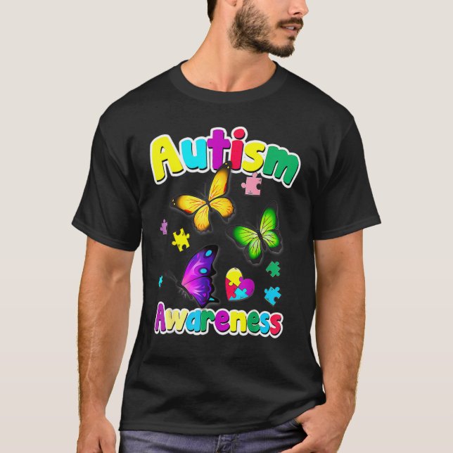 Autism Awareness Butterfly Puzzle Biet 1 T Shirt (Framsida)